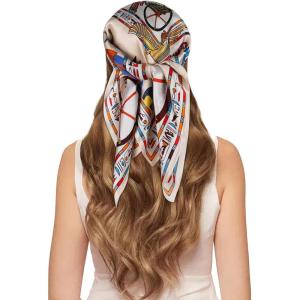 imageEXTREE 100 Pure Mulberry Silk Scarf Fashion Hair for Women Scarf Lightweight Square Neckerchief 275 275 inchesCarriage Beige