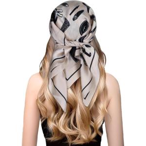 imageEXTREE 100 Pure Mulberry Silk Scarf Fashion Hair for Women Scarf Lightweight Square Neckerchief 275 275 inchesChampagne Shoes and Bags