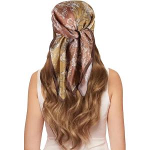 imageEXTREE 100 Pure Mulberry Silk Scarf Fashion Hair for Women Scarf Lightweight Square Neckerchief 275 275 inchesColorful Seal of the Western Regions