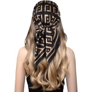 imageEXTREE 100 Pure Mulberry Silk Scarf Fashion Hair for Women Scarf Lightweight Square Neckerchief 275 275 inchesDark Brown