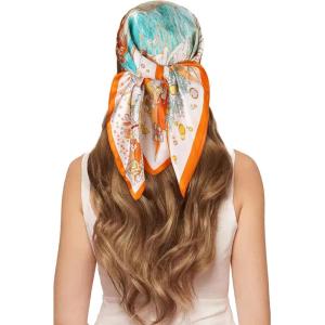 imageEXTREE 100 Pure Mulberry Silk Scarf Fashion Hair for Women Scarf Lightweight Square Neckerchief 275 275 inchesFubao Cruise Party