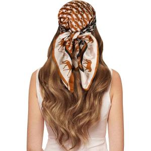imageEXTREE 100 Pure Mulberry Silk Scarf Fashion Hair for Women Scarf Lightweight Square Neckerchief 275 275 inchesGeometric Pony