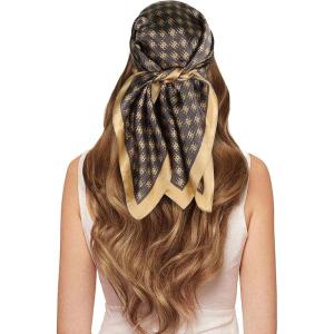 imageEXTREE 100 Pure Mulberry Silk Scarf Fashion Hair for Women Scarf Lightweight Square Neckerchief 275 275 inchesGolden Brown