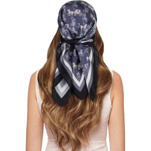 imageEXTREE 100 Pure Mulberry Silk Scarf Fashion Hair for Women Scarf Lightweight Square Neckerchief 275 275 inchesGray Blue Carriage
