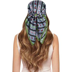 imageEXTREE 100 Pure Mulberry Silk Scarf Fashion Hair for Women Scarf Lightweight Square Neckerchief 275 275 inchesGreen Colts
