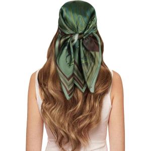 imageEXTREE 100 Pure Mulberry Silk Scarf Fashion Hair for Women Scarf Lightweight Square Neckerchief 275 275 inchesGreen Indian