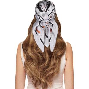 imageEXTREE 100 Pure Mulberry Silk Scarf Fashion Hair for Women Scarf Lightweight Square Neckerchief 275 275 inchesHandsome Horse Gray Spike