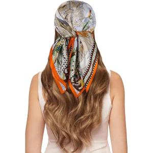 imageEXTREE 100 Pure Mulberry Silk Scarf Fashion Hair for Women Scarf Lightweight Square Neckerchief 275 275 inchesNautical Map