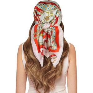 imageEXTREE 100 Pure Mulberry Silk Scarf Fashion Hair for Women Scarf Lightweight Square Neckerchief 275 275 inchesNew Car Orange