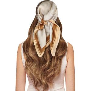 imageEXTREE 100 Pure Mulberry Silk Scarf Fashion Hair for Women Scarf Lightweight Square Neckerchief 275 275 inchesSand Painting Light Brown