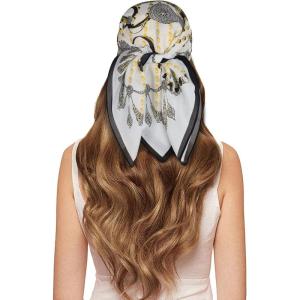 imageEXTREE 100 Pure Mulberry Silk Scarf Fashion Hair for Women Scarf Lightweight Square Neckerchief 275 275 inchesSuryu Schwarz Und Blau