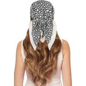 imageEXTREE 100 Pure Mulberry Silk Scarf Fashion Hair for Women Scarf Lightweight Square Neckerchief 275 275 inchesTextured Old Money Style