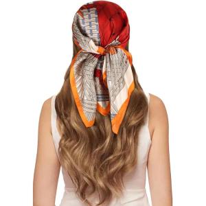 imageEXTREE 100 Pure Mulberry Silk Scarf Fashion Hair for Women Scarf Lightweight Square Neckerchief 275 275 inchesTwo Horses Weaving Love Each Other