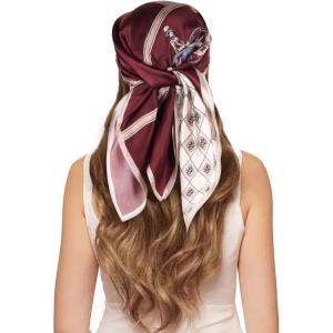 imageEXTREE 100 Pure Mulberry Silk Scarf Fashion Hair for Women Scarf Lightweight Square Neckerchief 275 275 inchesWanhui Wine Red
