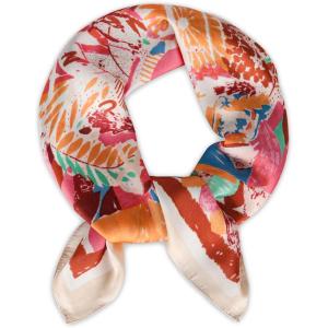 imageEXTREE Fashion Silky Satin Headscarf for Women Girls Exquisite Pattern Lightweight Silk Graceful Scarfs 275 x 275 inchesA Graffiti Red Flower Pink