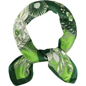 imageEXTREE Fashion Silky Satin Headscarf for Women Girls Exquisite Pattern Lightweight Silk Graceful Scarfs 275 x 275 inchesA Touch of Green in Summer