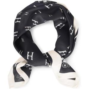 imageEXTREE Fashion Silky Satin Headscarf for Women Girls Exquisite Pattern Lightweight Silk Graceful Scarfs 275 x 275 inchesAlphabet Carriage Black