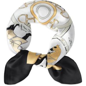 imageEXTREE Fashion Silky Satin Headscarf for Women Girls Exquisite Pattern Lightweight Silk Graceful Scarfs 275 x 275 inchesBlack Edge Pony Puzzle