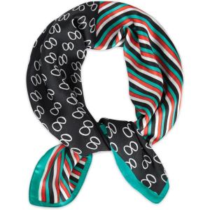 imageEXTREE Fashion Silky Satin Headscarf for Women Girls Exquisite Pattern Lightweight Silk Graceful Scarfs 275 x 275 inchesBlack With Green Edge