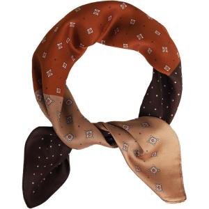 imageEXTREE Fashion Silky Satin Headscarf for Women Girls Exquisite Pattern Lightweight Silk Graceful Scarfs 275 x 275 inchesBrown Print