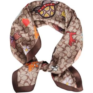 imageEXTREE Fashion Silky Satin Headscarf for Women Girls Exquisite Pattern Lightweight Silk Graceful Scarfs 275 x 275 inchesCartoon Graffiti