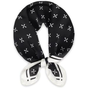 imageEXTREE Fashion Silky Satin Headscarf for Women Girls Exquisite Pattern Lightweight Silk Graceful Scarfs 275 x 275 inchesCross Arrow Black