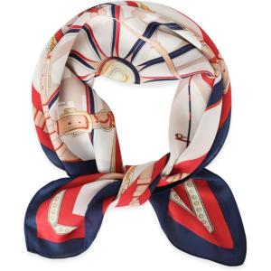 imageEXTREE Fashion Silky Satin Headscarf for Women Girls Exquisite Pattern Lightweight Silk Graceful Scarfs 275 x 275 inchesFashion Route Beige