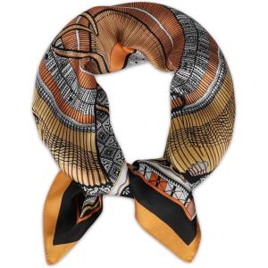 imageEXTREE Fashion Silky Satin Headscarf for Women Girls Exquisite Pattern Lightweight Silk Graceful Scarfs 275 x 275 inchesGeometric Frame Skirt Yellow