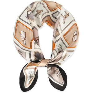 imageEXTREE Fashion Silky Satin Headscarf for Women Girls Exquisite Pattern Lightweight Silk Graceful Scarfs 275 x 275 inchesHorse Window Black Edge