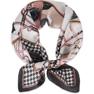 imageEXTREE Fashion Silky Satin Headscarf for Women Girls Exquisite Pattern Lightweight Silk Graceful Scarfs 275 x 275 inchesHoundstooth Border Dark Purple