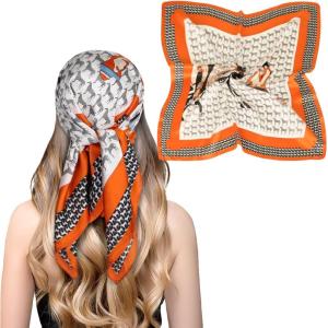 imageEXTREE Fashion Silky Satin Headscarf for Women Girls Exquisite Pattern Lightweight Silk Graceful Scarfs 275 x 275 inchesMiju Pony Totem