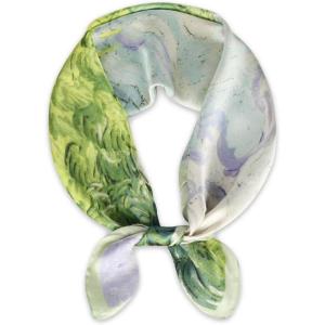 imageEXTREE Fashion Silky Satin Headscarf for Women Girls Exquisite Pattern Lightweight Silk Graceful Scarfs 275 x 275 inchesOil Painting Green Grass