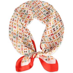 imageEXTREE Fashion Silky Satin Headscarf for Women Girls Exquisite Pattern Lightweight Silk Graceful Scarfs 275 x 275 inchesRed and White Colorful Letters