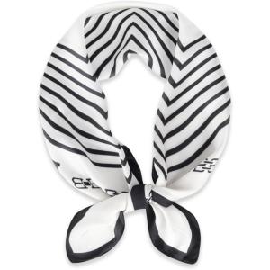 imageEXTREE Fashion Silky Satin Headscarf for Women Girls Exquisite Pattern Lightweight Silk Graceful Scarfs 275 x 275 inchesTemperament Stripes Beige