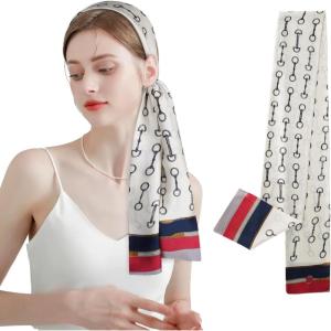 imageEXTREE Satin Scarf Mulberry Silk Printed Head Wrap Hair Band 7quotquot x 59quotquotA081