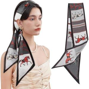 imageEXTREE Satin Scarf Mulberry Silk Printed Head Wrap Hair Band 7quotquot x 59quotquotA084