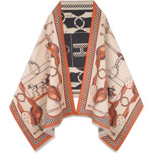 imageEXTREE Scarfs for Women Pashmina Silky Shawl Wrap for Evening Dressing Blanket Open Front Poncho CapeBeige 0ne