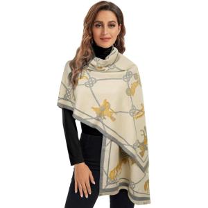 imageEXTREE Scarfs for Women Pashmina Silky Shawl Wrap for Evening Dressing Blanket Open Front Poncho CapeBeige
