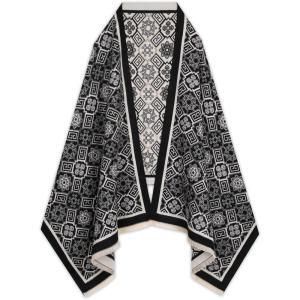 imageEXTREE Scarfs for Women Pashmina Silky Shawl Wrap for Evening Dressing Blanket Open Front Poncho CapeBlack and Stylish