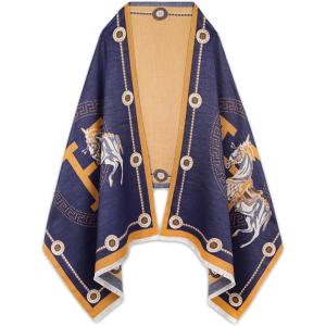 imageEXTREE Scarfs for Women Pashmina Silky Shawl Wrap for Evening Dressing Blanket Open Front Poncho CapeBlue Round Carriage