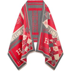 imageEXTREE Scarfs for Women Pashmina Silky Shawl Wrap for Evening Dressing Blanket Open Front Poncho CapeChain Horse Charm Red