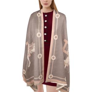 imageEXTREE Scarfs for Women Pashmina Silky Shawl Wrap for Evening Dressing Blanket Open Front Poncho CapeLight Purple Palace Horse