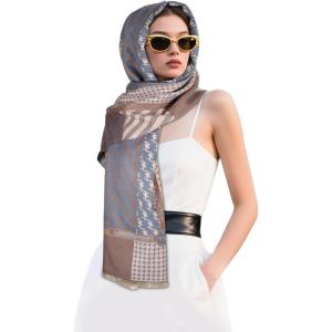 imageEXTREE Scarfs for Women Pashmina Silky Shawl Wrap for Evening Dressing Blanket Open Front Poncho CapeMorandi Powder