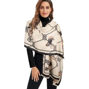 imageEXTREE Scarfs for Women Pashmina Silky Shawl Wrap for Evening Dressing Blanket Open Front Poncho CapeRice Coffee