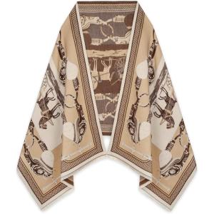 imageEXTREE Scarfs for Women Pashmina Silky Shawl Wrap for Evening Dressing Blanket Open Front Poncho CapeRoman Khaki