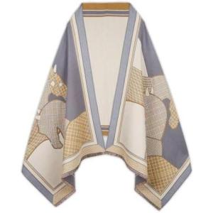 imageEXTREE Scarfs for Women Pashmina Silky Shawl Wrap for Evening Dressing Blanket Open Front Poncho CapeYellowgray Warhorse