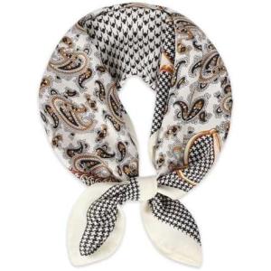 imageEXTREE Silk Feeling Scarf Medium Square Satin Head Scarf Sleeping Hair Wrapping for Women 275  275 inchesCashew Houndstooth