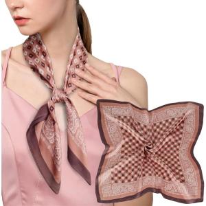 imageEXTREE Silk Feeling Scarf Medium Square Satin Head Scarf Sleeping Hair Wrapping for Women 275  275 inchesCashews Surround the Cubes of Red Bean Paste