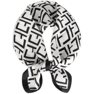 imageEXTREE Silk Feeling Scarf Medium Square Satin Head Scarf Sleeping Hair Wrapping for Women 275  275 inchesEt Stylish Letters Blac