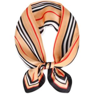 imageEXTREE Silk Feeling Scarf Medium Square Satin Head Scarf Sleeping Hair Wrapping for Women 275  275 inchesGeometric Lines